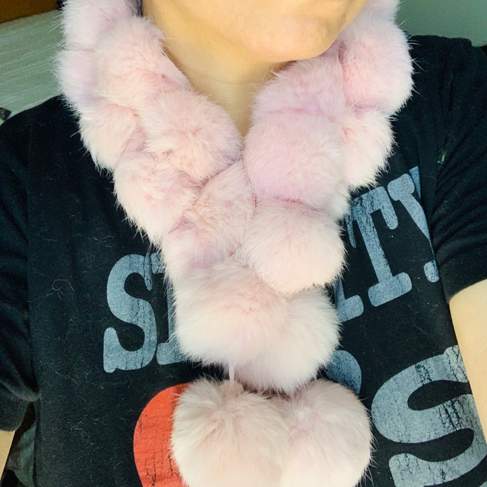 PINK Rabbit fur mini scarf MADE IN ITALY